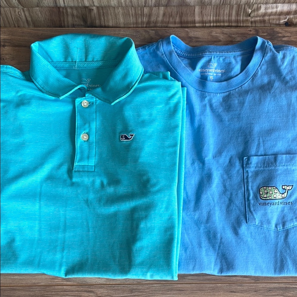 2 Pre-ownedVineyard Vines Kids' Blue Polo and T-Shirt Set size M - XL